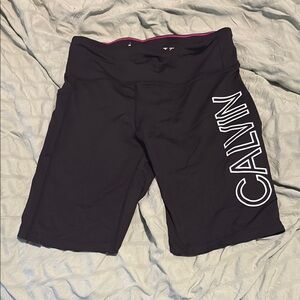 Calvin Klein Black Bike Shorts with White Logo
